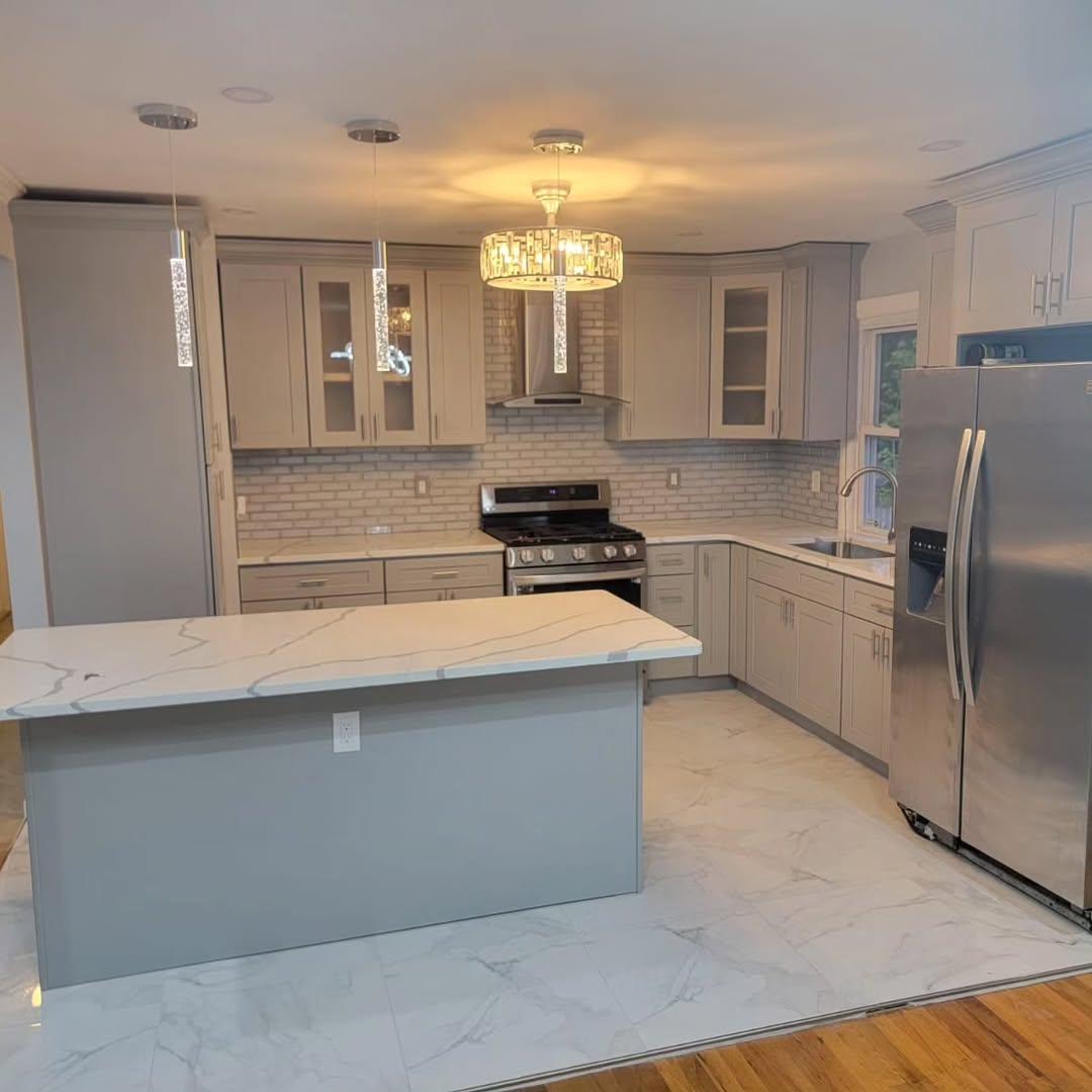Modern Gray Kitchen with Island